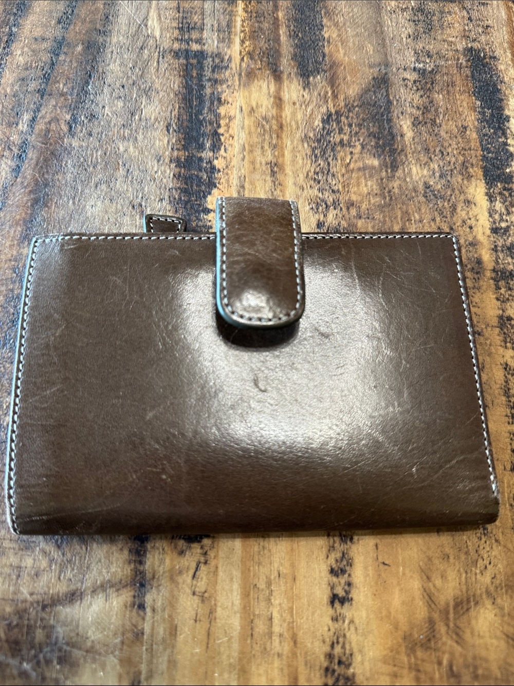 Women's Brown Leather Snap Wallet